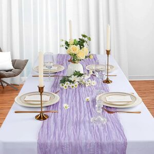 VARSS 6 Pack Lilac Purple Cheesecloth Table Runner 8-10FT Rustic Gauze Fabric